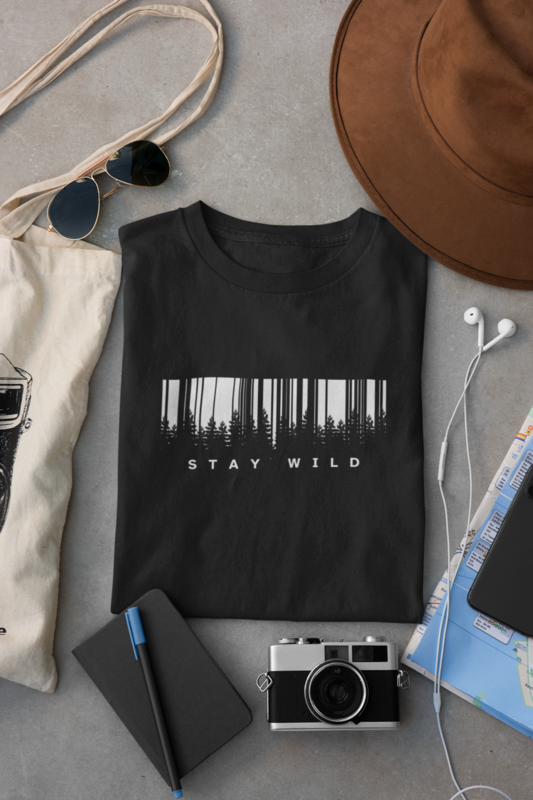 Mparel "STAY WILD" Printed Unisex T-Shirt – Black Mparel "STAY WILD" Printed Unisex T-Shirt – Black