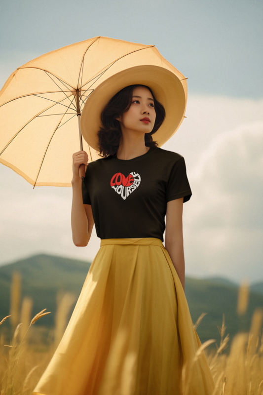 Mparel Women’s "Love Yourself" Print T-Shirt – Black Mparel Women’s "Love Yourself" Print T-Shirt – Black
