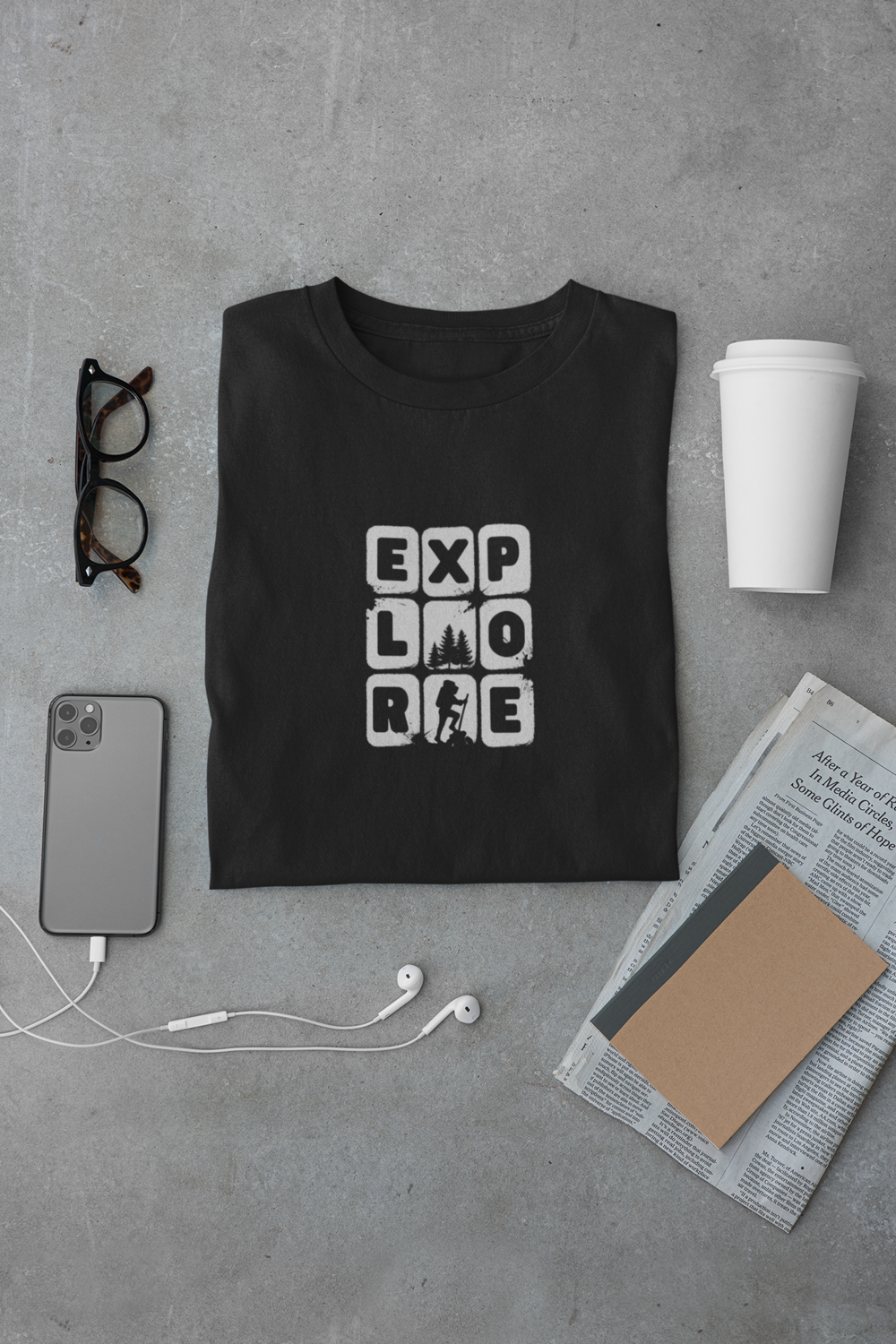 Mparel "EXPLORE" Printed Unisex T-Shirt – Black Mparel "EXPLORE" Printed Unisex T-Shirt – Black